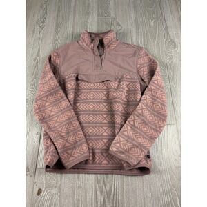 Sierra Designs Womens Pink Geometric Snap Fleece Pullover Sweatshirt Small